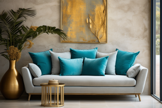 Nuances de bleu paon dans une décoration intérieure moderne