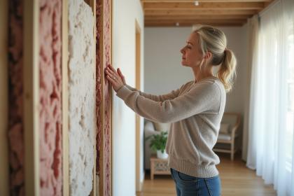 Femme réfléchissant à l'isolation murale intérieure