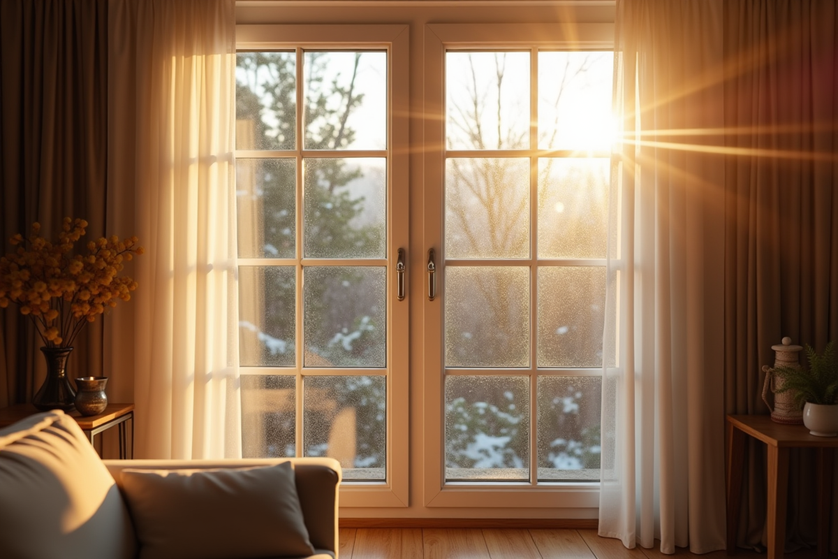 Fenêtre double vitrage moderne dans un salon lumineux