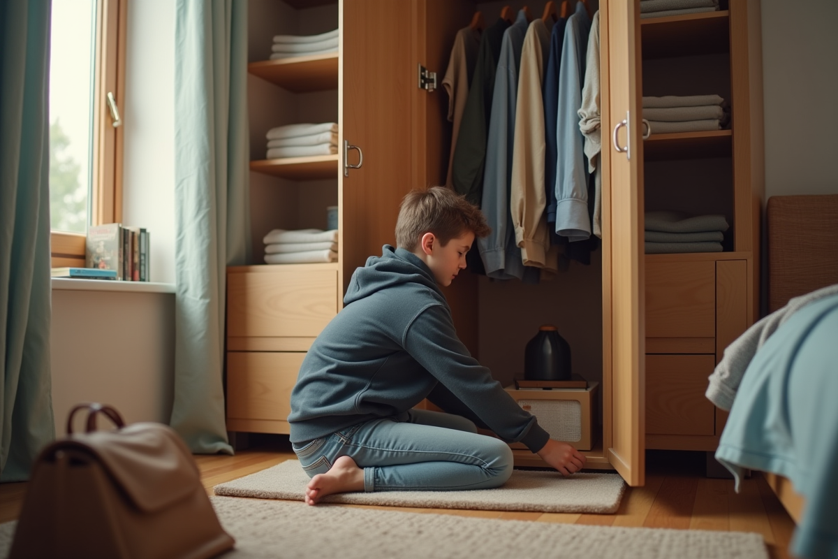 Adolescent plaçant un absorbeur d