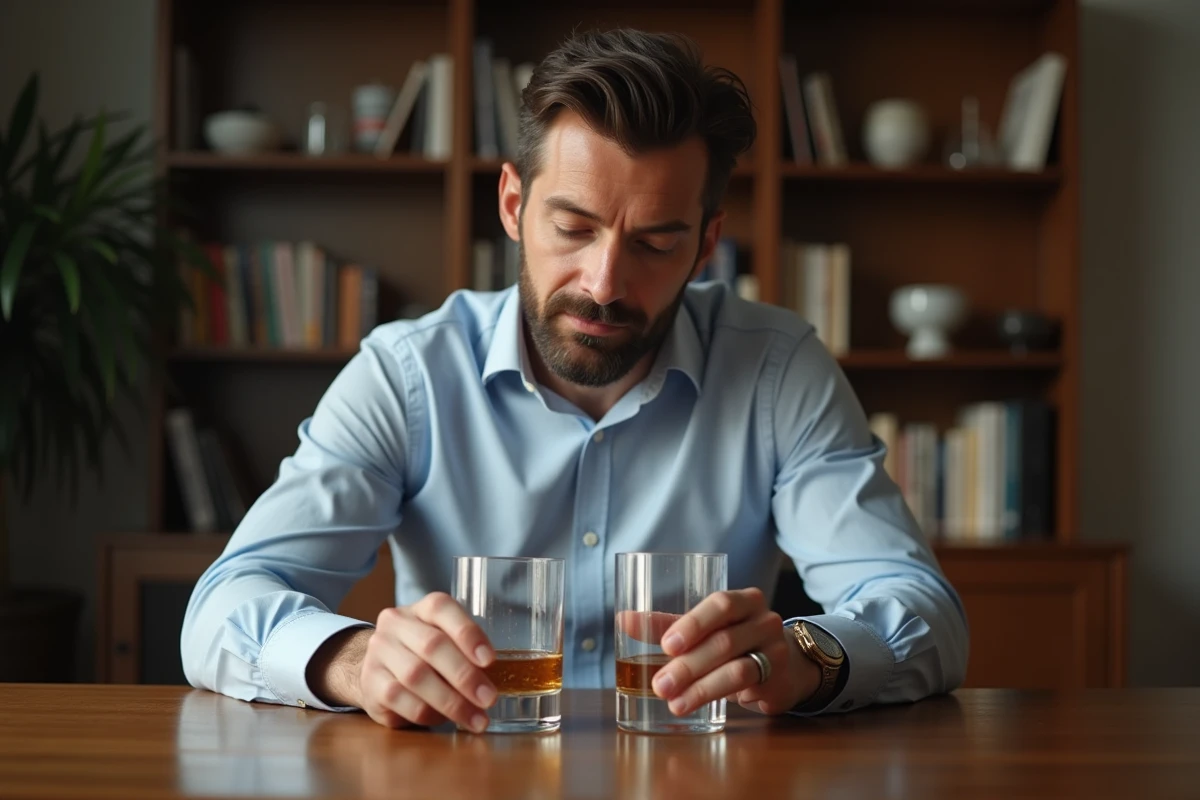 Homme d'âge moyen en chemise élégante dans un bureau moderne