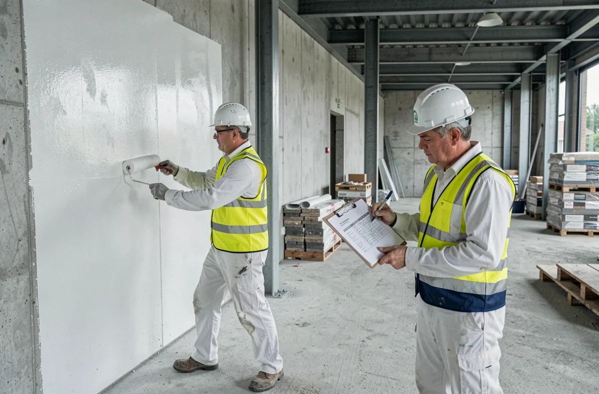 Peintres de SARL Leclercq Peinture en intervention sur un chantier BTP dans les Hauts-de-France