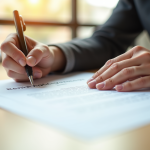 Main signant un contrat de location avec clés et stylo